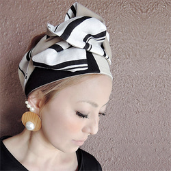 RATA❤️“黑色和白色的成人配色❤️易於捲起的頭巾 第1張的照片