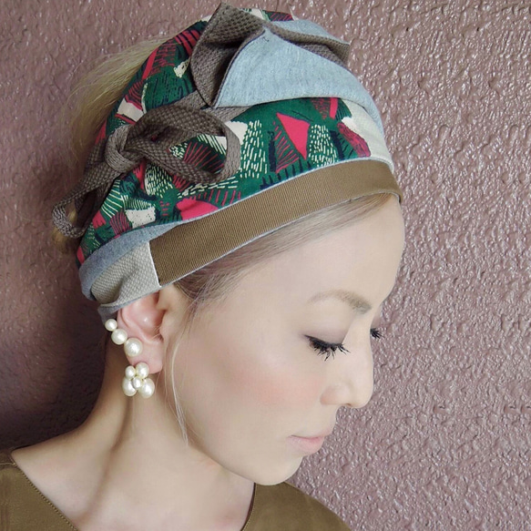 RATA ❤️“綠色和粉色很可愛❤️捲起來的頭巾”可以自由排列❤️ 第1張的照片