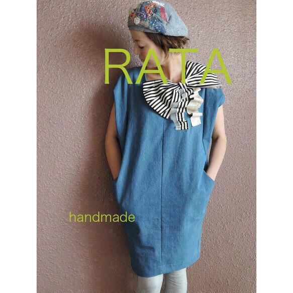 全年都可以穿著的❤️RATA❤️“ Ribbon❤️Denim dress” 第1張的照片