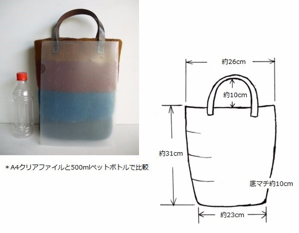 太い横じまのトートバッグ（ブルー系） 3枚目の画像