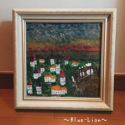 雪景色02」アクリル画 原画 額縁付 キャンバス SMサイズ 風景画 絵画