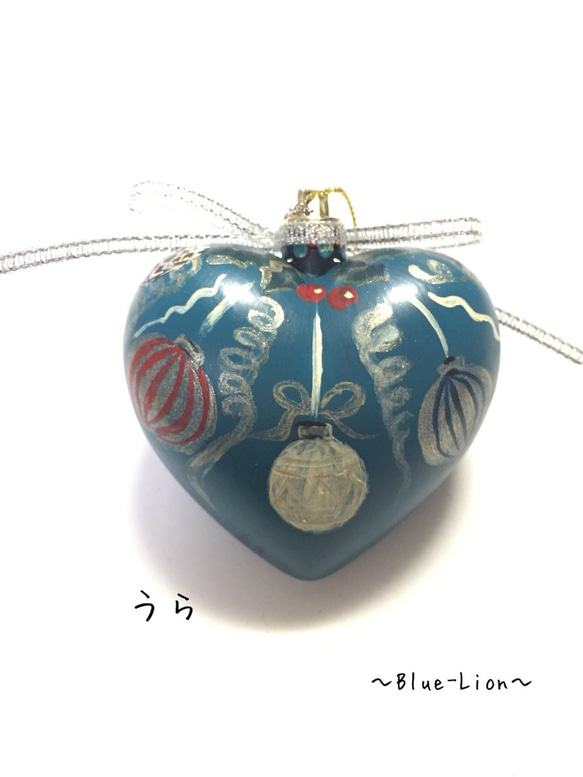 手描き☆ornaments/オーナメント☆クリスマスオーナメントハート＊クリスタル＆蓄光付き＊ 3枚目の画像