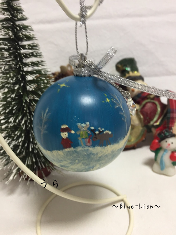 [再次上架] 手繪 ☆ 村莊/小鎮 ☆ 聖誕裝飾球 * 帶水晶和磷光 * 第2張的照片