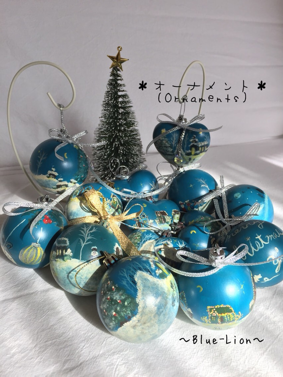 手描き☆オーナメント/ornaments☆クリスマスオーナメントボール＊クリスタル付き＊ 4枚目の画像