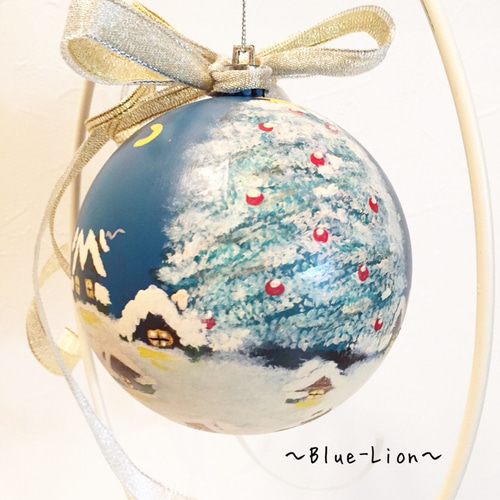 入荷nowオンラインストア 手描き9cmペイントクリスマスオーナメントボール(小さなまち その他