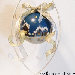 [再次上架] 手繪9cm彩繪聖誕裝飾球（發光）*帶支架&amp;水晶&amp;磷光* 第1張的照片