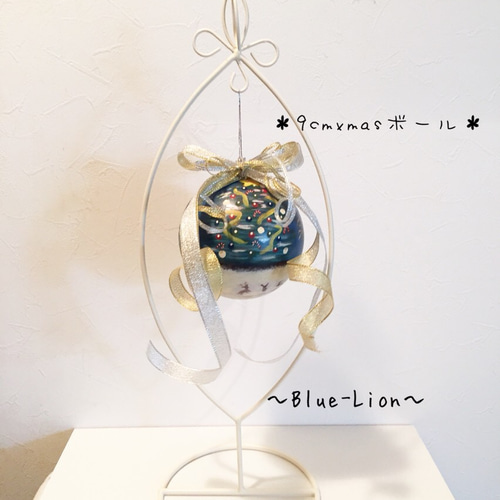 クリスマスオーナメントボール　手書きペイント 手描き9cmペイントクリスマスオーナメントボール(スケート