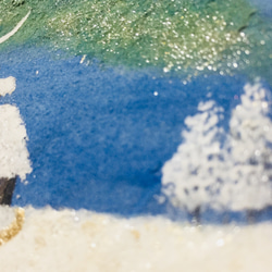 【送料無料 (原画ハガキサイズ)】紙粘土に絵を描いてみた☆冬のオーロラ☆ 2枚目の画像