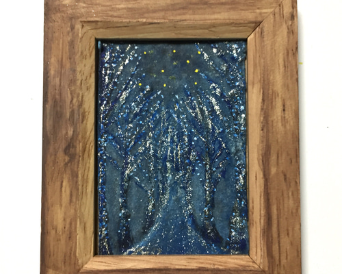 絵画　粘土　額 ミニ額入り原画】紙粘土に絵を描いてみた☆青の洞窟☆ 絵画 Blue-Lion