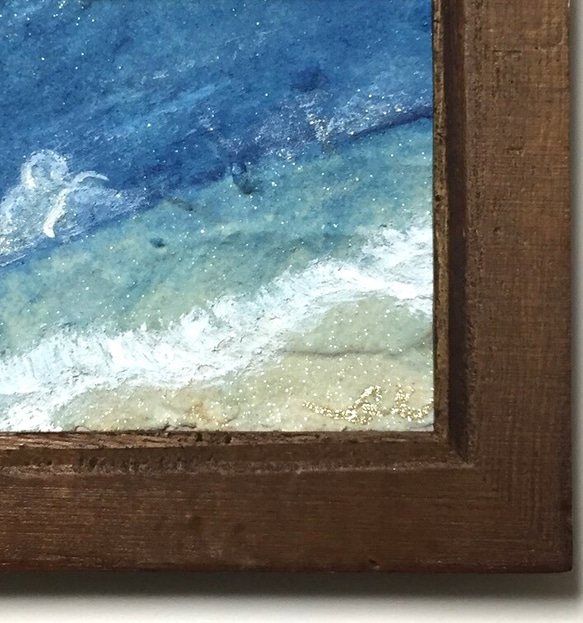 【ミニ額入り原画】紙粘土に絵を描いてみた☆海と空☆ 2枚目の画像