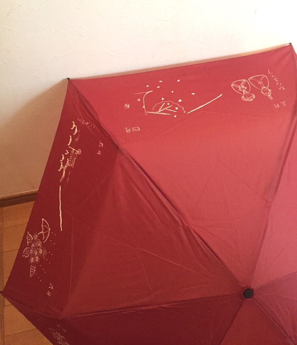 送料&ラッピング無料＊手描き軽量タイプ晴雨兼用傘☆こよみ/Japanese Calendar☆ 4枚目の画像