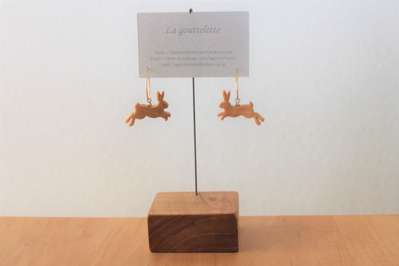 ウサギ木製ピアス（イヤリング） 8枚目の画像