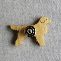 小さなゴールデンレトリバー木製ピンブローチ・タイタック 4枚目の画像