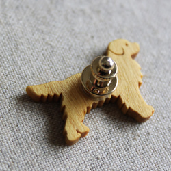 小さなゴールデンレトリバー木製ピンブローチ・タイタック 5枚目の画像
