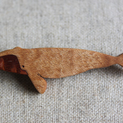 セミクジラ木製ペアネクタイピン・ブローチ 6枚目の画像