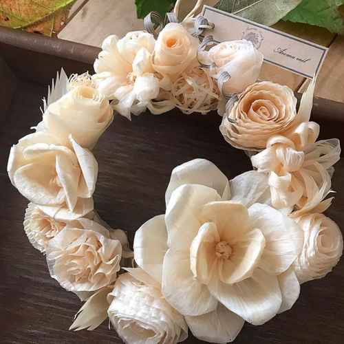 ハンドメイド ヒノキ　カンナ　SQUAREフラワーリース ハンドメイド ヒノキ カンナ SQUAREフラワーリース 【公式通販】