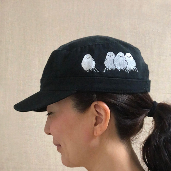 ワークキャップ「シマエナガ」BLK 1枚目の画像