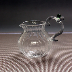 手作りガラスのティーセット 4 (ペアマグ・ポット・シュガーポット・ミルクピッチャー・ストレーナー) 8枚目の画像