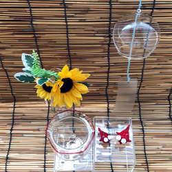 手作りガラスの夏祭りセット 2（風鈴と金魚と金魚鉢3点セット） 5枚目の画像