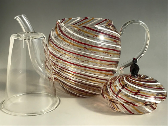 耐熱ガラスのティーポット(650ml) カラースパイラルシリーズ 8 4枚目の画像