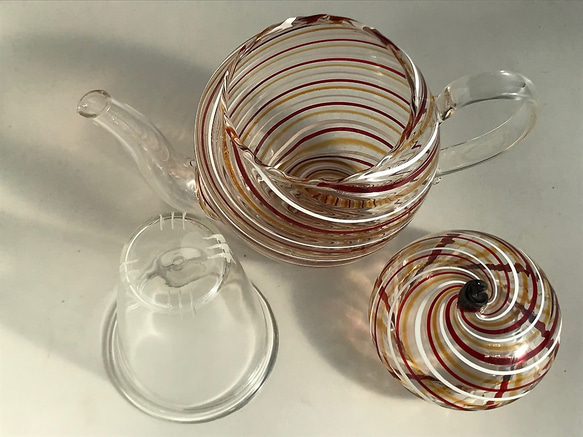 耐熱ガラスのティーポット(650ml) カラースパイラルシリーズ 8 7枚目の画像