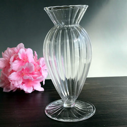 藤】手描きガラス絵付けフラワーベース オブジェ｜還暦祝い