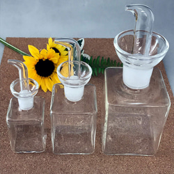 耐熱ガラスのオイル&ビネガーボトル M1 四角柱タイプ 5枚目の画像