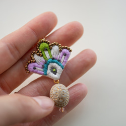 [特集掲載]刺繍耳飾り✺"peacock”　《ピアス・イヤリング選択》 5枚目の画像