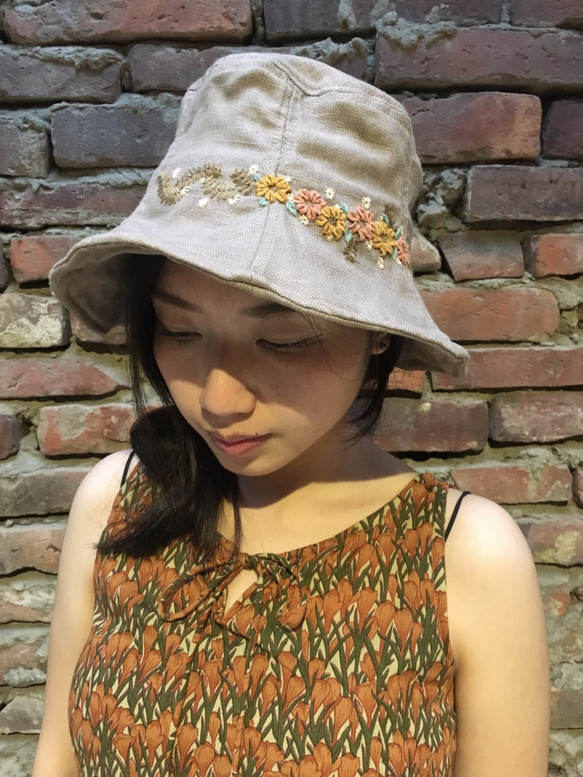 uniqueooo /手作り刺繍帽子/サンハット漁師の帽子蓮の葉の帽子 4枚目の画像