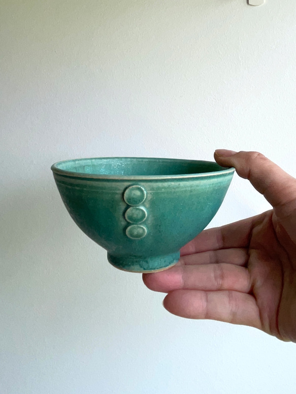 《送料無料 》青銅釉　ボタン付き ペア茶碗（２個セット） 3枚目の画像