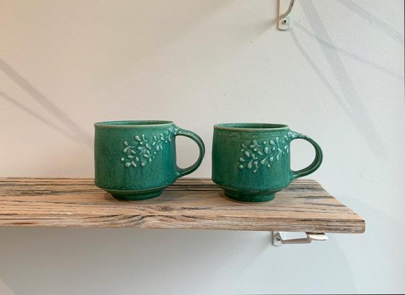 《送料無料 》青銅釉 ペアマグカップ（２個セット） 2枚目の画像