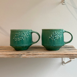 《送料無料 》青銅釉 ペアマグカップ（２個セット） 1枚目の画像