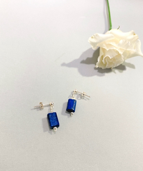 Ops Silver Lapis Lazuli earrings-青金石/純銀/手作/耳環/訂製 第2張的照片