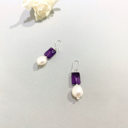 Ops Amethyst Pearl earrings-珍珠/紫水晶/純銀/耳環/氣質/貴人 第3張的照片