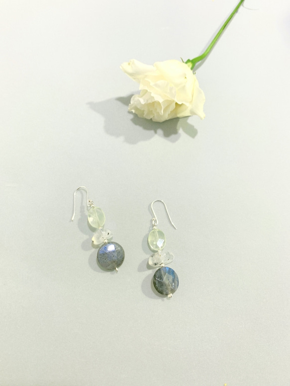 Ops Silver earrings-限量/拉長石/月光石/橄欖石/療癒/純銀/耳環 第2張的照片