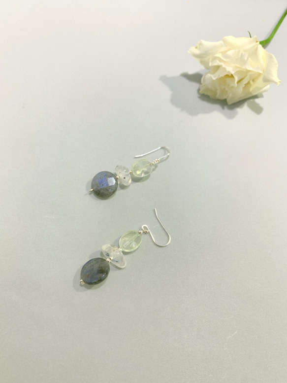 Ops Silver earrings-限量/拉長石/月光石/橄欖石/療癒/純銀/耳環 第3張的照片