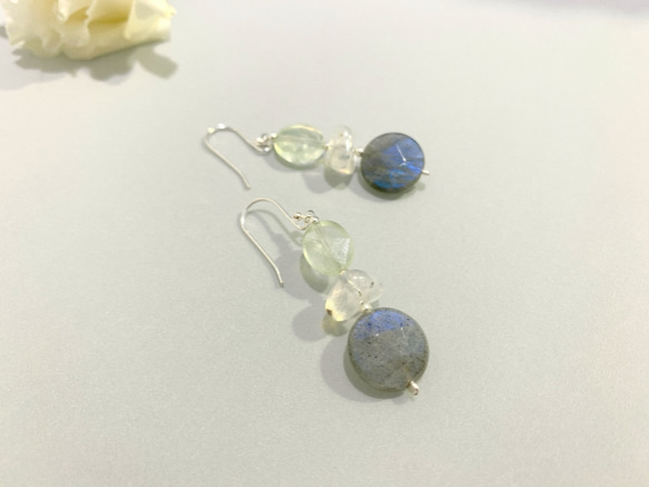 Ops Silver earrings-限量/拉長石/月光石/橄欖石/療癒/純銀/耳環 第4張的照片