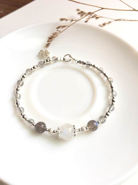 Ops Moonstone Labradorite Silver bracelet -藍光/月光石/拉長石/silver 第5張的照片