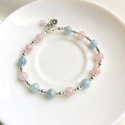 Ops Morganite Gemstone Silver bracelet-摩根石/925silver/粉嫩/天然石/ 第1張的照片