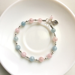 Ops Morganite Gemstone Silver bracelet-摩根石/925silver/粉嫩/天然石/ 第2張的照片