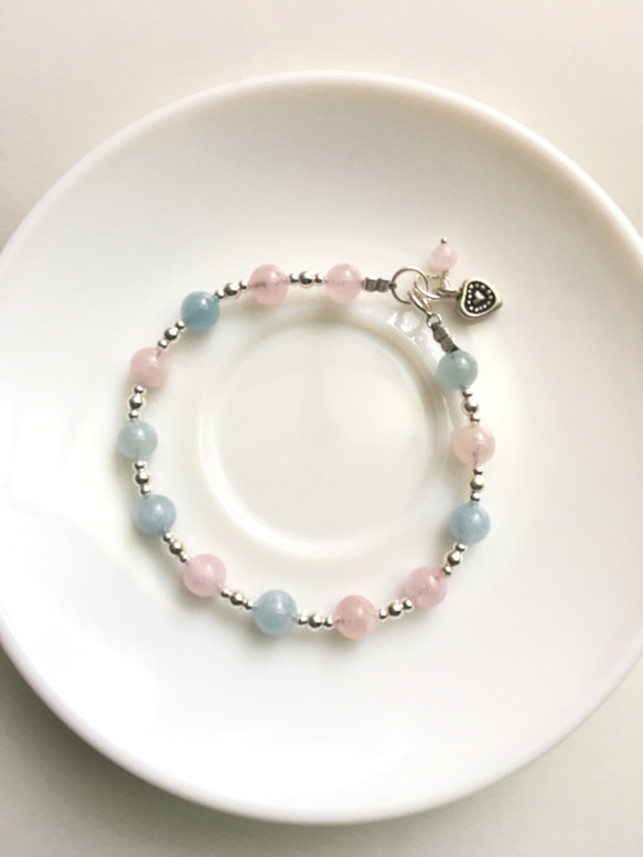 Ops Morganite Gemstone Silver bracelet-摩根石/925silver/粉嫩/天然石/ 第2張的照片