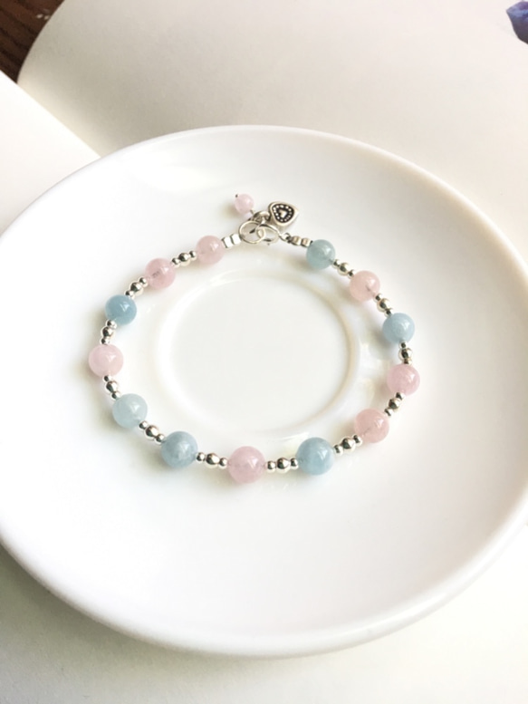 Ops Morganite Gemstone Silver bracelet-摩根石/925silver/粉嫩/天然石/ 第3張的照片