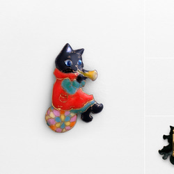 フルージュの黒猫ブローチ 332 2枚目の画像
