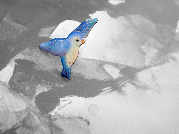 青い鳥のピンブローチ 071 1枚目の画像