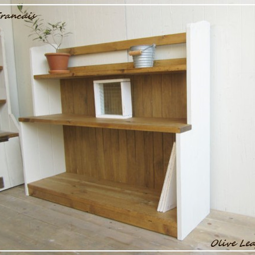 サイズオーダー可！●3扉キャビネットラック●シャビーブラウン無垢材●受注製作 楽天市場】メティオ キャビネット 木製 書庫 3段 オープン＋2段