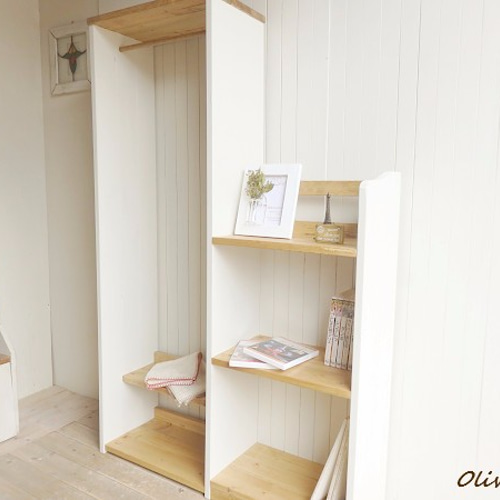 サイズオーダー可！お子様用ハンガーラック●シャビーホワイト無垢材●受注製作 サイズ、デザインオーダー可！○お子様用ハンガーラック○シャビー