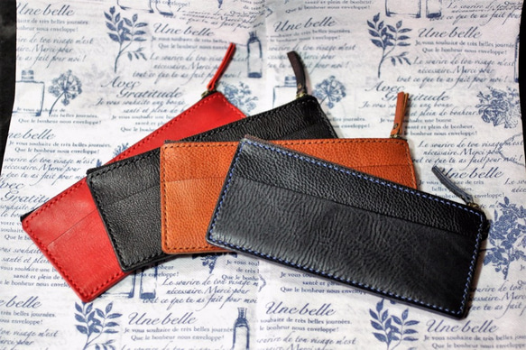 『30%値下げしました』  総手縫い イタリア製ヌメ革 スタイリッシュ長財布(170151)　選べる4色 1枚目の画像