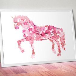 春と桜と馬 【A3アートポスター】