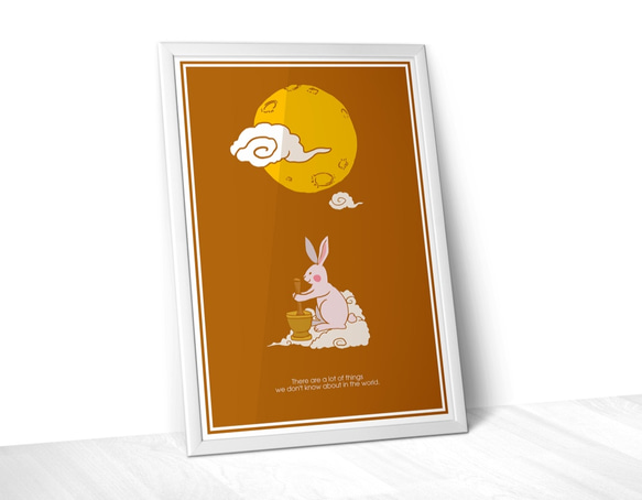 月とウサギの世界　【A3アートポスター】"おしゃれインテリア雑貨/春/秋/moon" 1枚目の画像