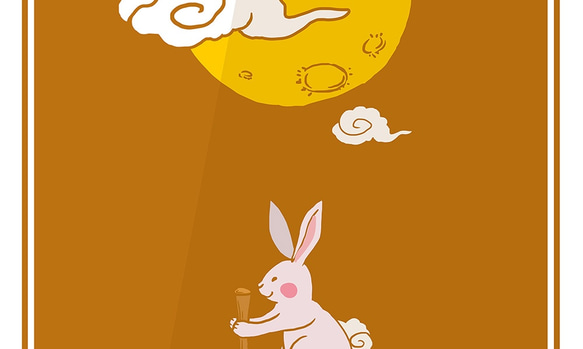 月とウサギの世界　【A3アートポスター】"おしゃれインテリア雑貨/春/秋/moon" 2枚目の画像